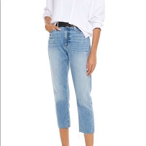 FRAME Le Beau Crop Distressed High-rise Boyfriend